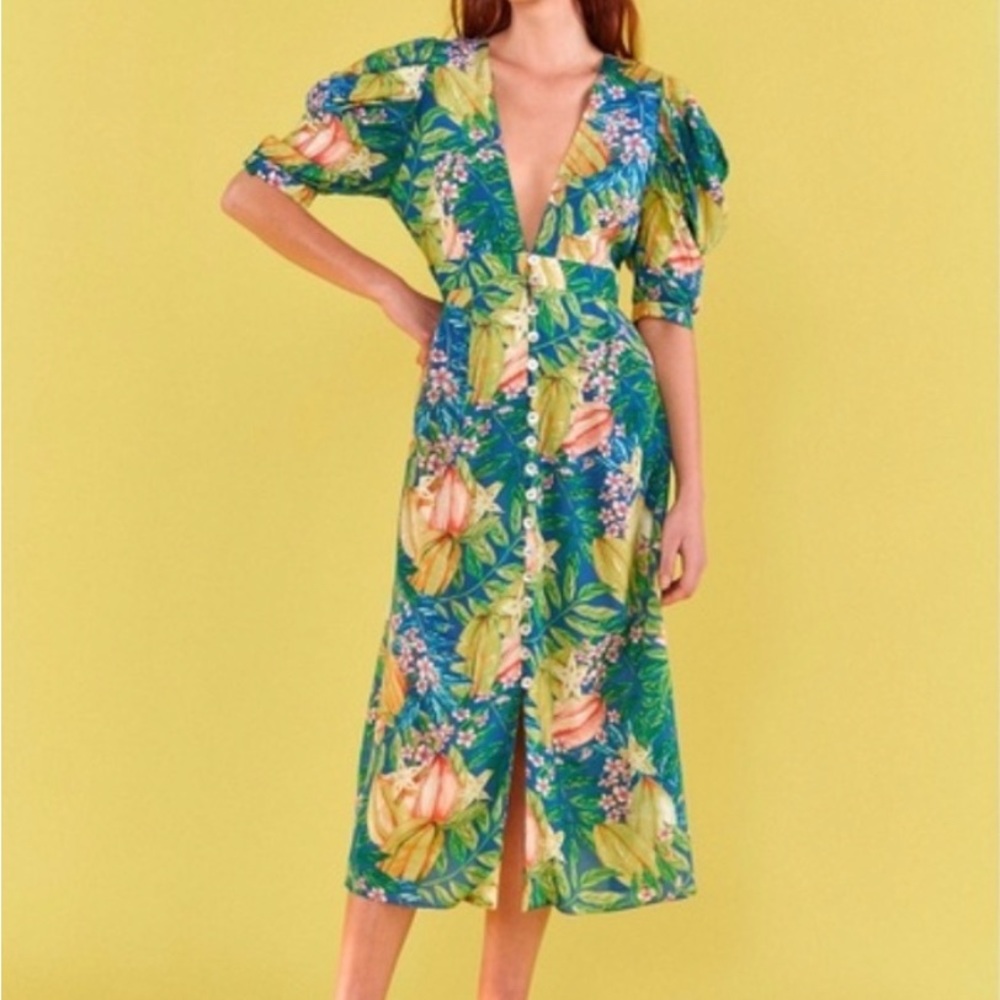 NWT FARM Rio Star Fruits Midi Dress, L - Picture 6 of 13